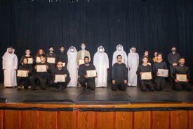 His Highness attended the conclusion of the activities of the training course in mime art, �Physical Expression,� organized by the Fujairah Academy of Fine Arts, under the patronage of His Highness, in cooperation with the International Theater Corporatio